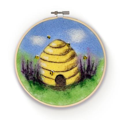 Beehive in a Hoop Needle Felting Craft Kit