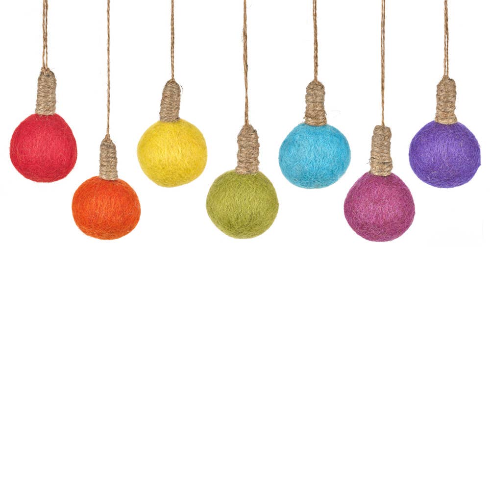 Hanging Felt Bulbs Holiday Bauble Ornaments