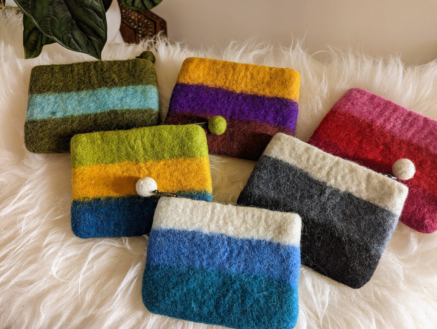 Felted Ombre Stripe Zipper Purse - Assorted Colors