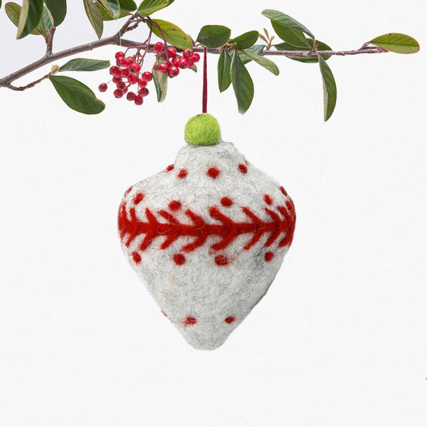 Holiday Bauble - grey and red felt