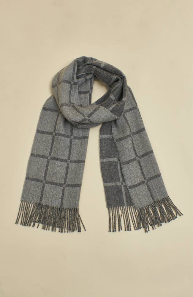 Baby Alpaca Scarf | Grey Check