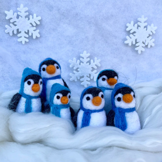 Cute Penguin Ornament- Handmade 100% felted wool